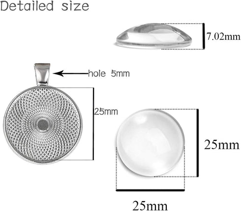 OBSEDE 80pcs Pendant Bezels and Clear Cabochon Domes Set for Photo Pendant Resin Craft Jewelry Making, 40pcs Silver Pendant Trays with 40pcs Trans...
