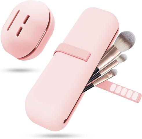 2 x Portable Cosmetic Bag with Adhesive Tape, 1 x Silicone Makeup Brush Holder + 1 x Makeup Sponge Holder, Brush Cosmetic Bag, Makeup Brush Organi...