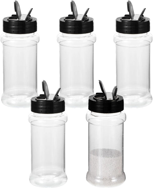 5 PCS Empty Spice Jars 3oz with Shaker Lids Plastic Seasoning Containers with Black Portable Storage Clear Seasoning Bottles to Pour or Shake for ...