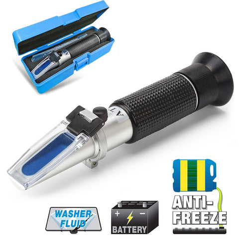 4-in-1 DEF Antifreeze Coolant Refractometer for Automobile Antifreeze System, Diesel Exhaust Fluid, Battery Acid and Windshield Washer Fluid...
