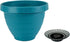 The HC Companies 10 Inch Rings Planter with Self Watering Disk - Lightweight Indoor Outdoor Plastic Plant Pot for Herbs and Flowers, Blue...