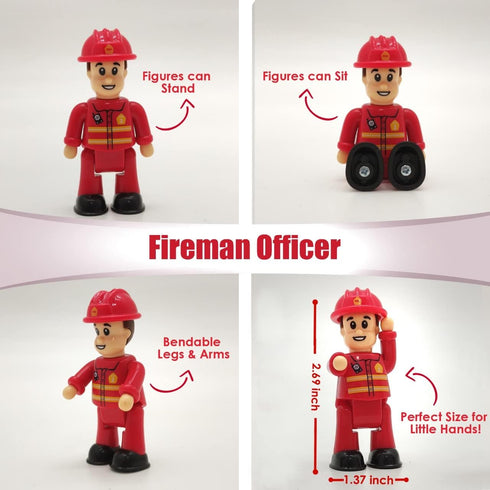 FUNERICA Toy Fireman Action Figures for Kids - Firefighter Figurines Community Helpers Toys - Little People Figures for Firefighter Toys, Fire Tru...