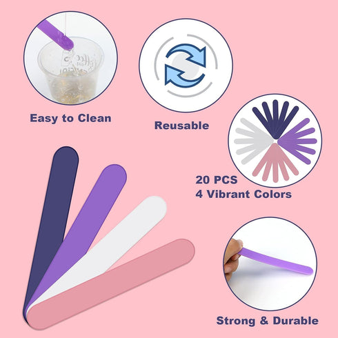 HTVRONT Stir Sticks for Epoxy Resin, 20PCS PVC Mixing Sticks, 4 Colors Reusable Plastic Stirring Sticks for Mixing Resin, Epoxy, Liquid, Paint, Mo...