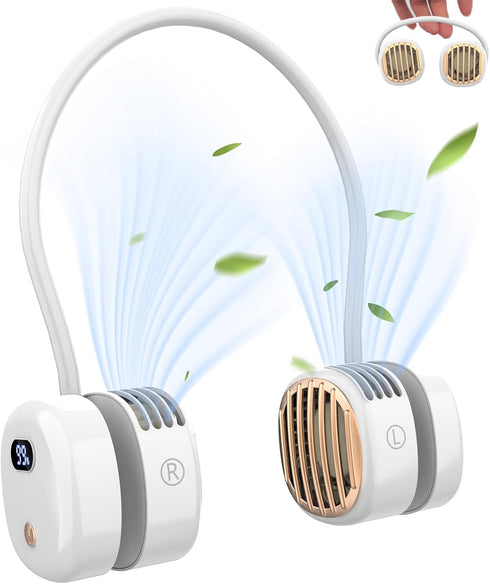 Portable Neck Fan.Hands Free Portable Fan 3 Speeds Bladeless, 360°Adjustable Cooling Personal Fan,Display Electricity.USB Rechargeable Fan for Wom...