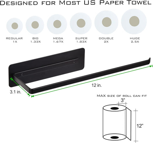EASTTOWEST Magnetic Paper Towel Holder,Black Towel Bar Rack for Refrigerator BBQ Grills Griddles Toolbox RVs Tailgates,Heavy Duty Strong Magnet Ba...