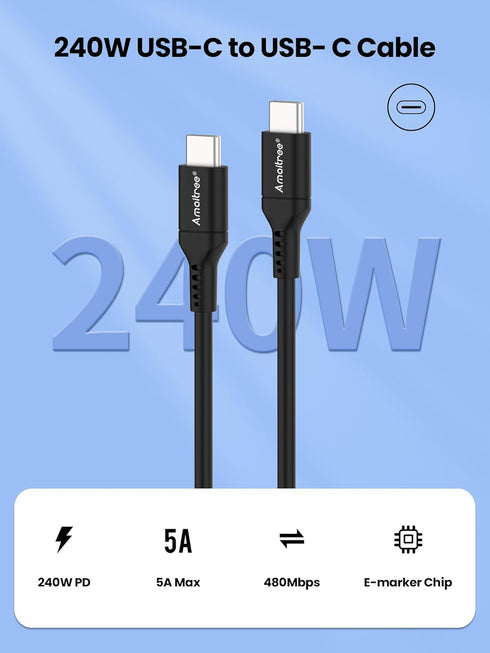USB C to USB C Cable 3Ft, 240W Fast Charging USB-C to USB-C Cable for iPhone 15/15 Pro/15 Plus/15 Pro Max/MacBook Pro/iPad/Samsung Galaxy S24/S23/...