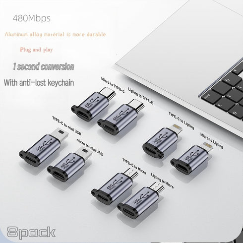 USB C/Micro USB to Mini USB Connector, USB C/Lightning to Micro USB Adapter, Micro USB/Lightning to USB C Extender, Type C/Micro USB Female to Lig...