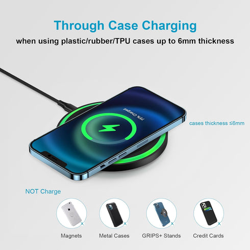 15W Wireless Charger Fast Charging Pad for Samsung Galaxy Z Fold 6 5 4, Z Flip 6 5 4, S24 S23 S22 S21 S20 Ultra 5G FE S10 S9 S8 S7, Note 20 10 9 8...