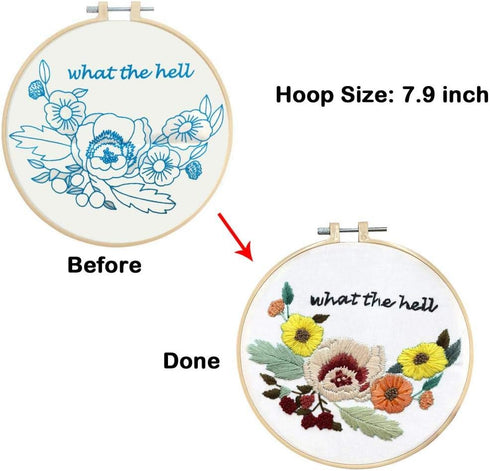 Louise Maelys Flower Embroidery Kit for Beginner Hand Embroidery Starter Kit with Sayings Stamped Cross Stitch Needlepoint Kits for Adults...