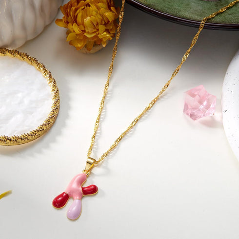 Balloon Initial Necklace Pendant for Women Colorful Balloon Alphabet Name Pendant Necklaces Dainty Alphabet Enamel Pendant Gold Plated Puffy Name ...