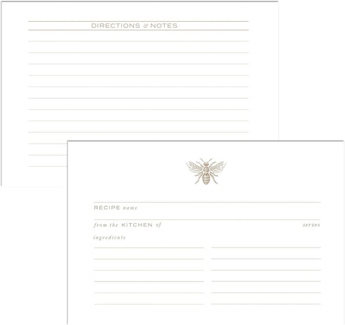 Gold Bee Recipe Cards from Dashleigh, 48 Cards, 4x6 inches, Water-Resistant and Double-Sided (Bee Recipe Cards)...