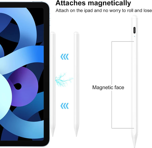 Stylus Pen for iPad with Palm Rejection, Oblique Painting and Magnetic Attraction Design, Pencil for iPad with Dual Touch Function, Pencil Compati...