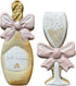 LILIAO Champagne and Champagne Glass with Ribbon Cookie Cutter for Wedding/Engagement - Stainless Steel...