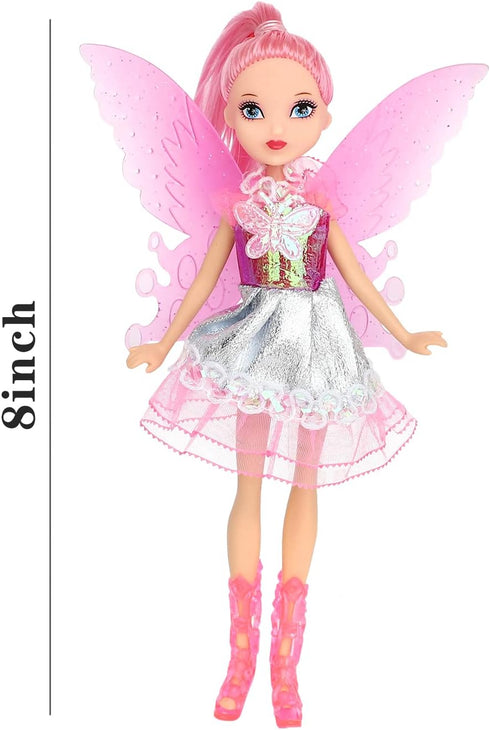 ONEST 5 Sets 8 Inch Fairy Girl Dolls Include 5 Set 8 Inch Flower Fairy Dolls, 5 Pieces Handmade Doll Clothes, 5 Pairs of Doll Shoes...