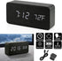 OCT17 Wooden Digital Alarm Clock, Multi-Function Smart Alarm Clock, LED Light Alarm Clock with USB Power Supply, Voice Control, Thermometer - Blac...