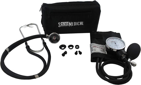Santamedical Adult Deluxe Aneroid Sphygmomanometer with Stethoscope, Cuff and Carrying case Black...