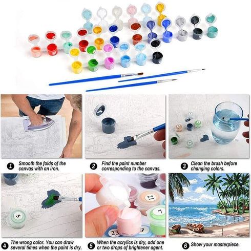 UNIQUORS Paint by Number for Adults Scenery on Canvas without Frame, Paint by Numbers Kit Moon Stars Trees, DIY Landscape Oil Painting for Gift Ho...