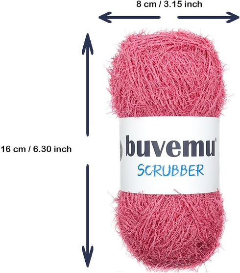 Scrubber Yarn for Crocheting Knitting Dishcloths Washcloths Crafty Items, 100 Gram (3.53 Ounces) 88 Yards (80 Meters) (Candy Pink)...
