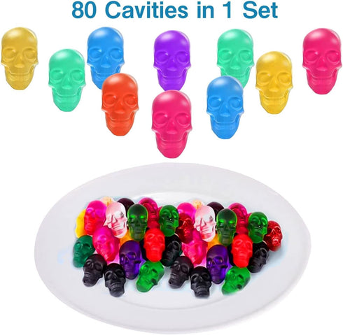 Gummy Skull Mould 2PCS 40 Cavity Halloween Skull Candy Molds Silicone Non-Stick Food Grade Skull Silicone Mold for Jelly Max Welt Ice Cube Dog Tre...