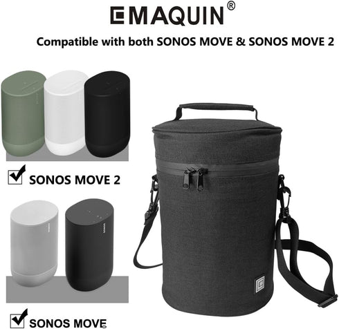 Travel and Storage Carrying Case for Sonos Move/Sonos Move 2 Speaker(Both Compatible with Sonos Move/Move 2 and Charging Base,BLACK)...
