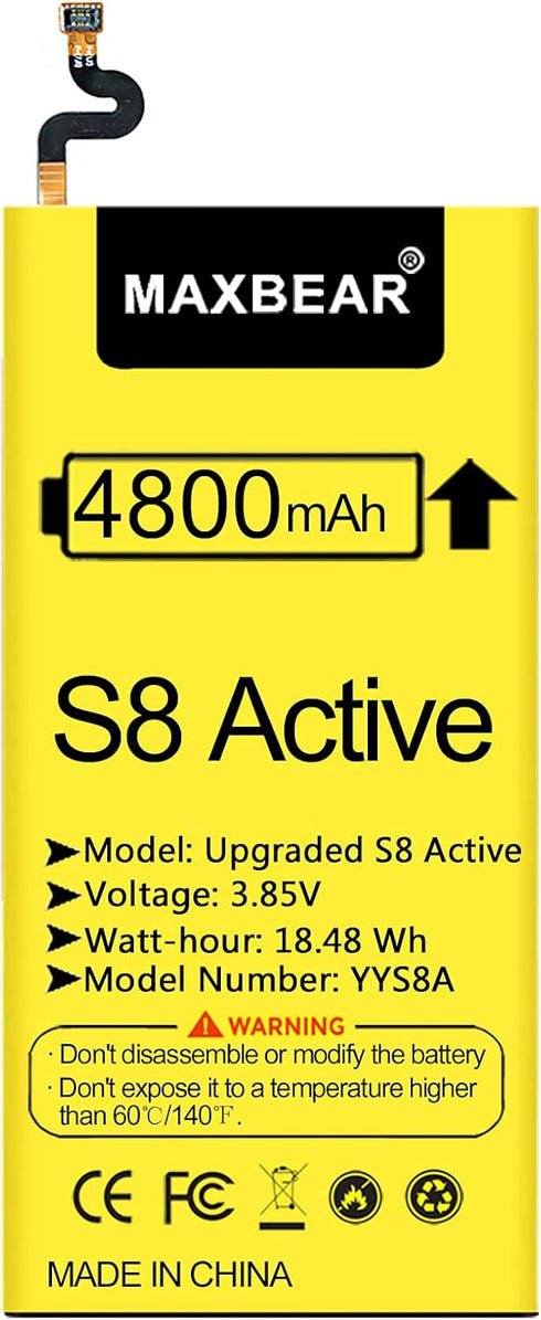 MAXBEAR Galaxy S8 Active Battery, (Upgraded) 4800mAh Lithium Polymern Internal Battery Replacement for Samsung Galaxy S8 Active SM-G892 SM-G892U S...