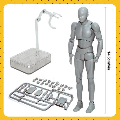 Action Figures Body-Kun DX & Body-Chan DX PVC Figure Model Drawing for S H Figuarts with Box for Artists (Gray, Male)...