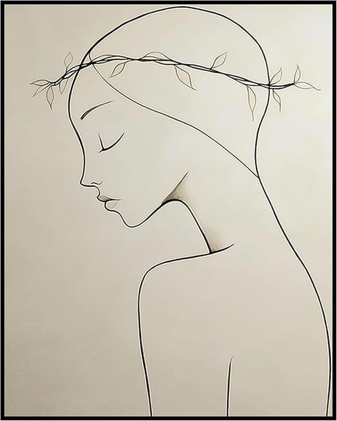 Posterizer 1 pcs-black and white-minimalist drawing style-line art woman with hair piece-Abstract & Modern Art Gift for Men Women Entrepreneur Te...