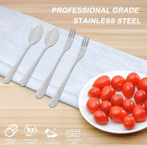 Set of 16 Demitasse Espresso Spoon (4 inch) and Stainless Steel Forks (4.8 inch), DaKuan Mini Coffee Spoons & Cake Forks for Dessert, Tea, Appetiz...