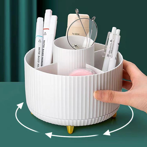 Desk Pencil Pen Holder, 360° Rotating Pencil Pen Organizers for Desk, 5 Slots Desktop Spinning Stationery Supplies Organizer, Cute Pencil Cup Pot ...