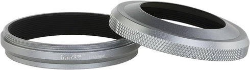 Haoge LH-X49W 2in1 All Metal Ultra-thin Lens Hood with Adapter Ring Set for Fuji Fujifilm FinePix X70 X100 X100S X100T X100F Silver Replaces Fujif...