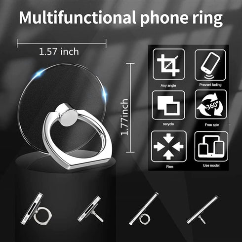 Cell Phone Ring Stand Holder,4 PCS Transparent Finger Ring Holder,360° Degree Rotation Kickstand Phone Ring Grips Compatible with Most Smartphones...