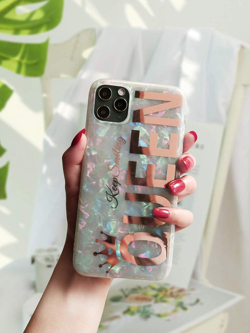 for iPhone 11 Pro Max Case Glitter Sparkling Women Girls Rose Gold Queen Print Girly Design, Soft TPU Silicone Hybrid Protective Sparkle Slim Cove...