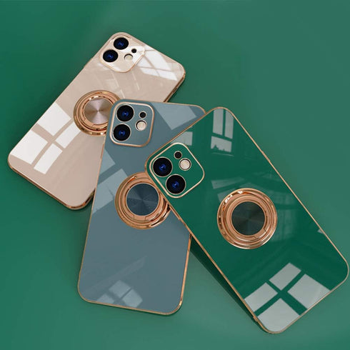 Omorro for iPhone Xs Max Case for Women Ring Holder, 360 TPU Rotation Kickstand Rings Cases with Stand Glitter Plating Rose Gold Edge Work with Ma...