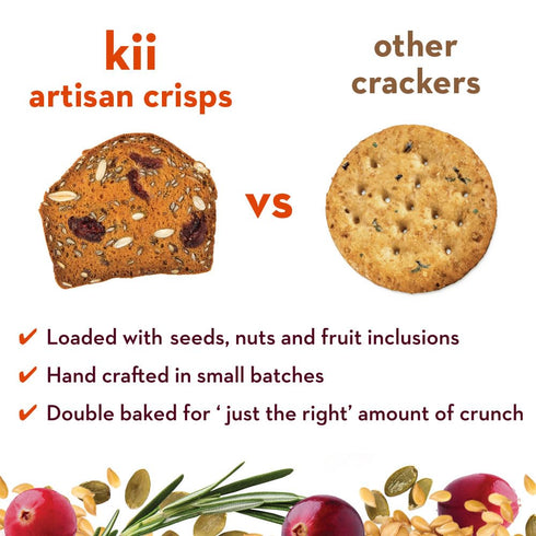 Kii Naturals Artisan Crisps, Healthy Snack Crackers for Cheese, Meats, Spreads, Charcuterie Board - Non-GMO, Kosher, No Preservatives, Hand-Crafte...