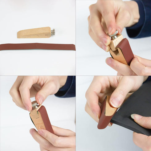 3Pcs Wooden Sandpaper Block Set, Square Bevel Wedge Hand Sanding Block, Handmade Leather Edge Grinding Polishing Tool for DIY Leather Craft Access...