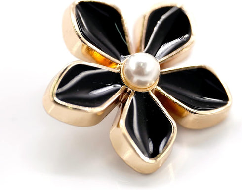 20 pcs Black Enamel Plumeria Metal Sewing Shank Buttons for Coats -23mm -7/8"...