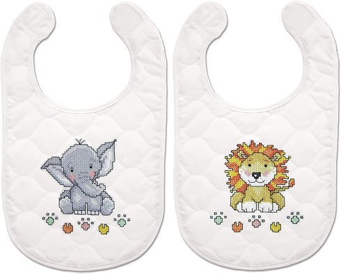 Design Works Crafts Janlynn Stamped for Cross Stitch Baby Bib Kit, in The Jungle...