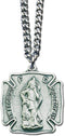 HJ Sherman St Florian Firefighters Service Necklace Badge Shaped with Holy Prayer Card...