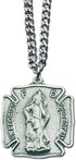 HJ Sherman St Florian Firefighters Service Necklace Badge Shaped with Holy Prayer Card...