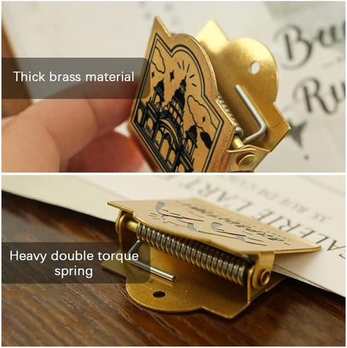 Reusable Brass Binder Clip Metal Binder Clips Paper Binder Clip Document Binder Clip Bill Binder Clip Decorative Notebook Binder Clip for Home Off...