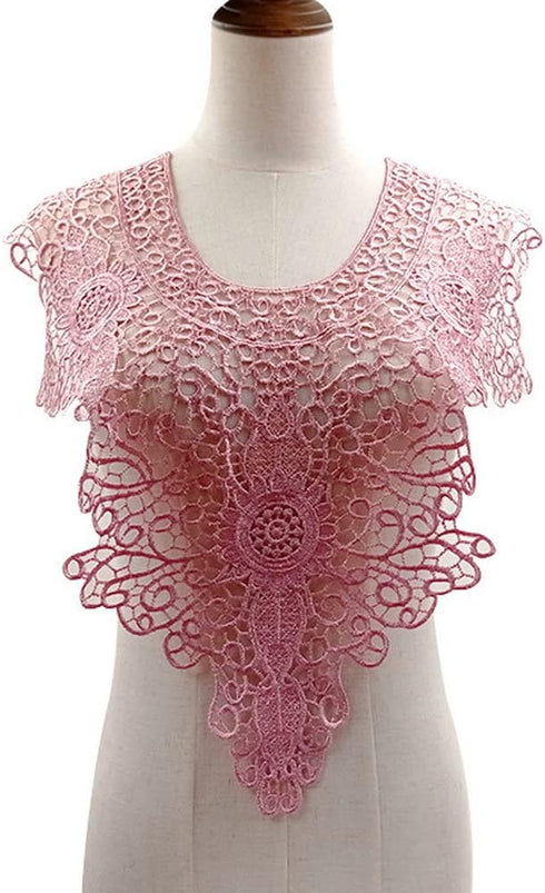1 Pcs Large Water-Soluble Collar Hollow Fake Collar Embroidery Collar DIY Lace Accessories Embroidery Applique Garment Bra Decoration (Bean Paste ...