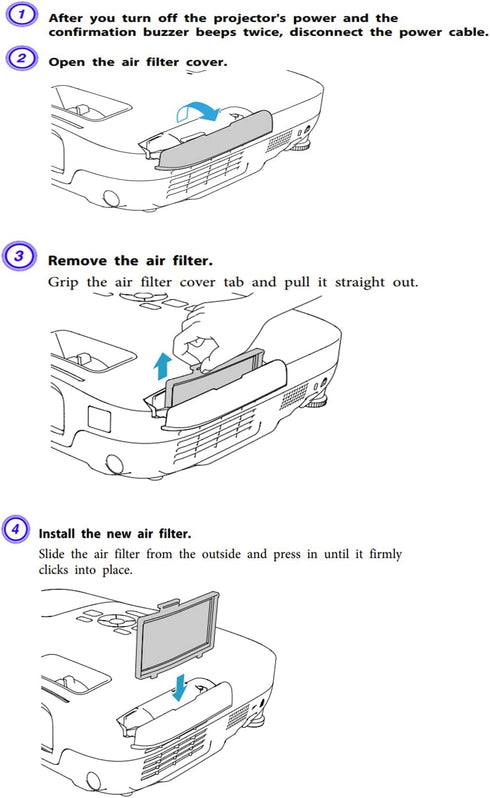 ELPAF25 V13H134A25 Projector Air Filter Compatible for Epson EB-S92 EB-W7 EB-W8 EB-W9 EB-W10 EB-X7 EB-X8e EB-X8 EB-X9 EB-X10 EB-X72 EB-X92EH TW450...