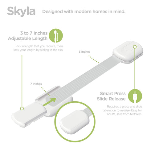 SKYLA HOMES Baby Locks (8-Pack) Child Safety Cabinet Proofing - Safe Quick and Easy 3M Adhesive Cabinet Drawer Door Latches No Screws & Magnets Mu...