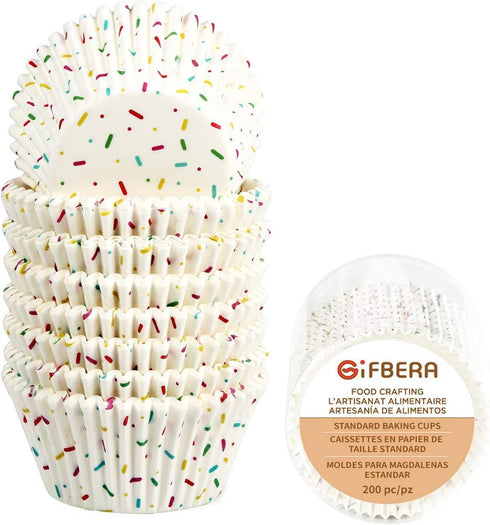 Candy White Cupcake Liners - Gifbera Standard Baking Cups Odorless Greaseproof Paper Muffin Wrappers, Pack of 200...