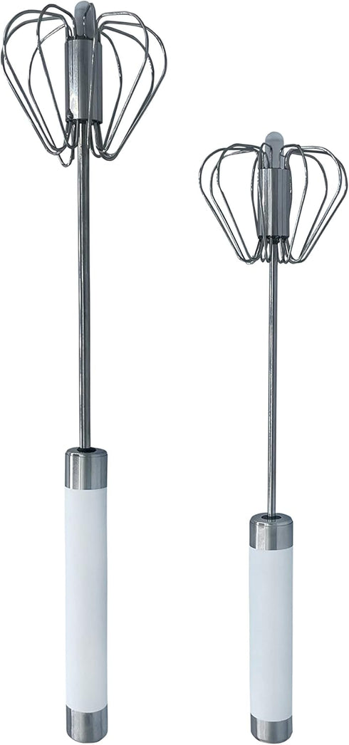Stainless Steel Push Whisk - Easy to Use Manual Hand Mixer & Plunger Whisk - Make Froth, Foam & Whipped Cream - Semi Auto Egg Beater Plastic Tip W...