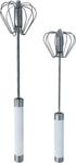 Stainless Steel Push Whisk - Easy to Use Manual Hand Mixer & Plunger Whisk - Make Froth, Foam & Whipped Cream - Semi Auto Egg Beater Plastic Tip W...