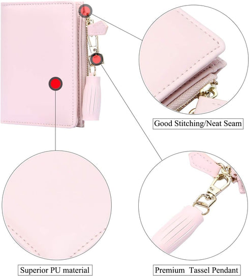 GEEAD Small Wallets for Women Bifold Slim Coin Purse Zipper ID Card Holder...