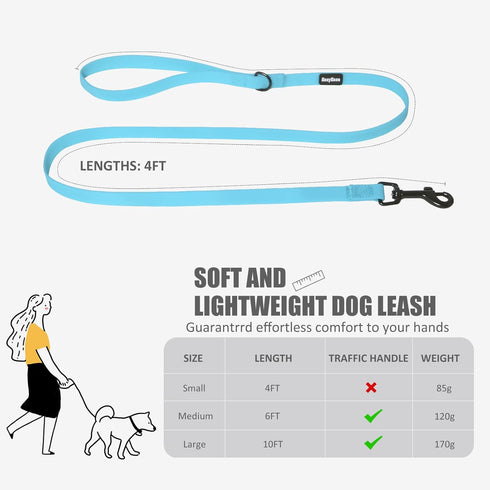 Small Dog Dog Leash with Electroplated Black Hardware, Lightweight Dog Leash Easy to Clean, 4FT Blue Waterproof Dog Leash Coated with Durable and ...
