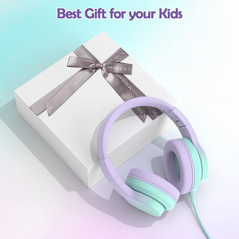 Kids Headphones, Wired Headphones for Kids Over Ear with Microphone, 85/94dB Volume Limiter Headphones for Girls Boys with Sharing Jack, Foldable ...