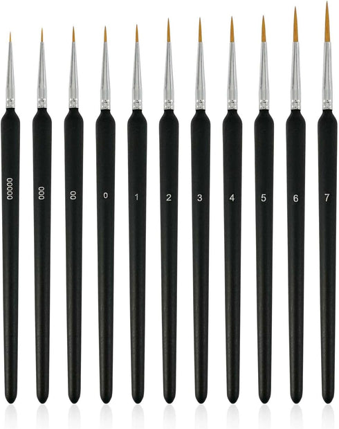11 Pack Soft-Bristled Detail Outlining Brushes, Miniature Detail Paint Brushes Kits, Fine Detailing Art Paint Brushes...